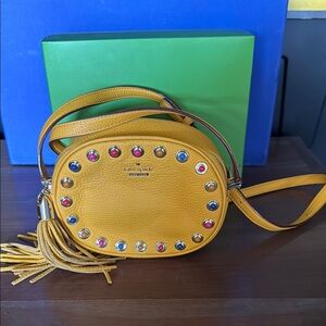 Kate Spade Mustard Crossbody Bag with Colorful Studs